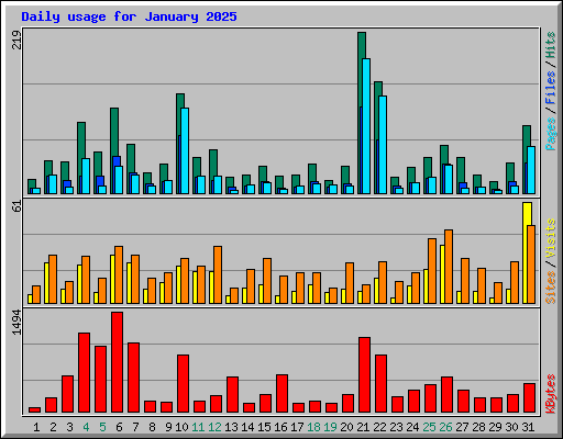 Daily usage for January 2025