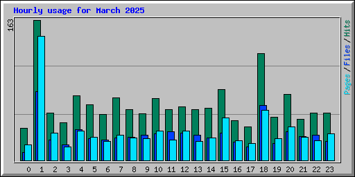 Hourly usage for March 2025